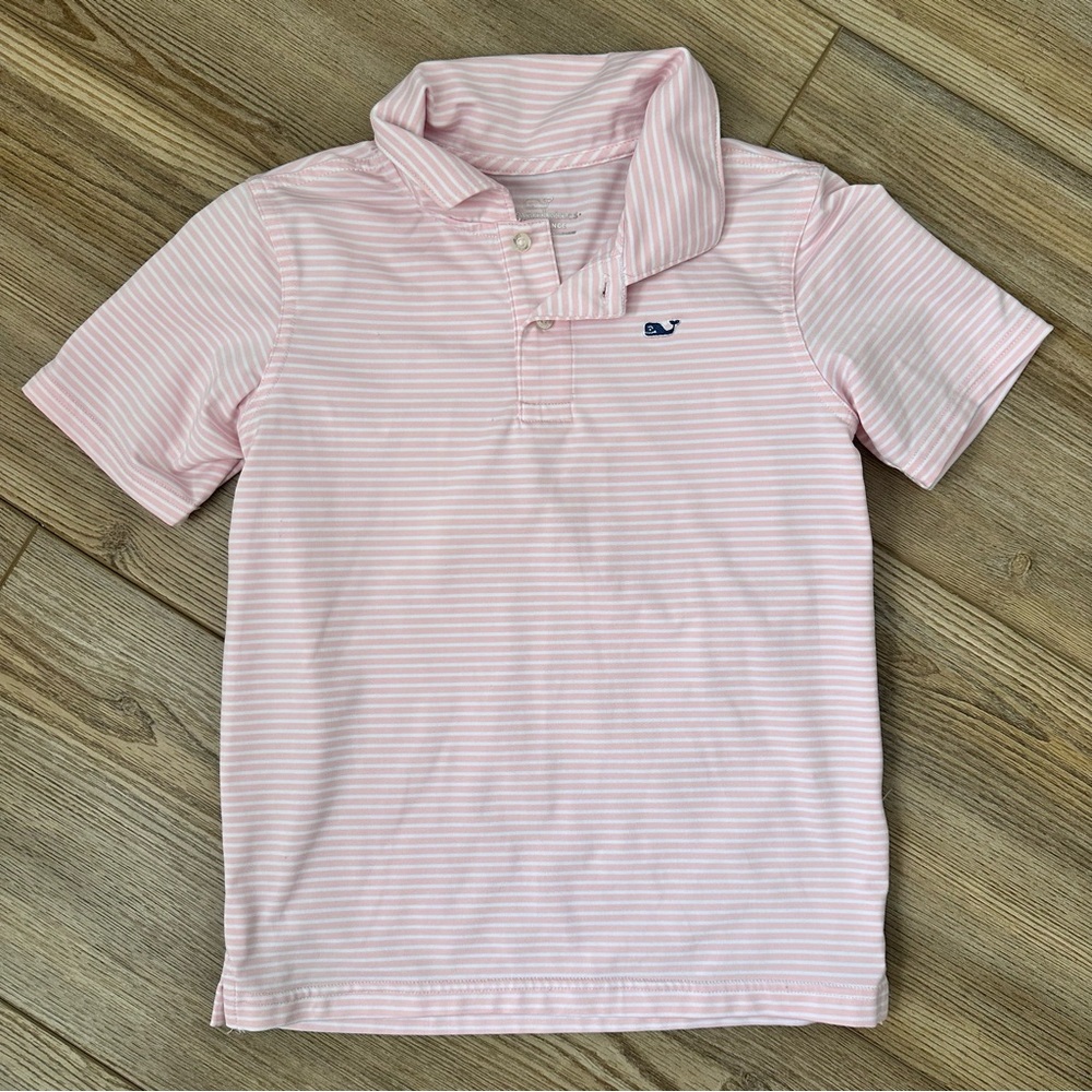 Vineyard Vines Light Pink & White Striped Polo